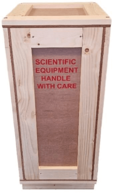 Wooden packaging for scientific equipment.